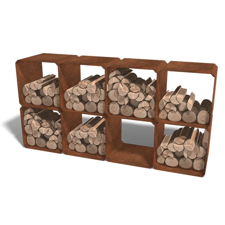 Corten steel wood storage - 6 pcs.