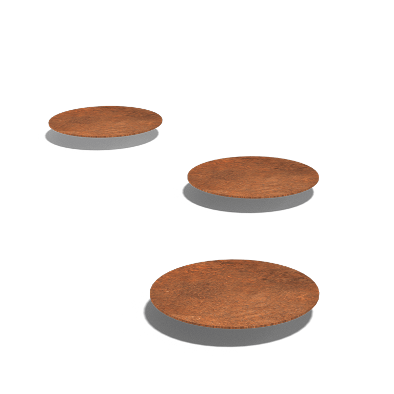 Dalle d'escalier ronde en acier corten D 25 cm 