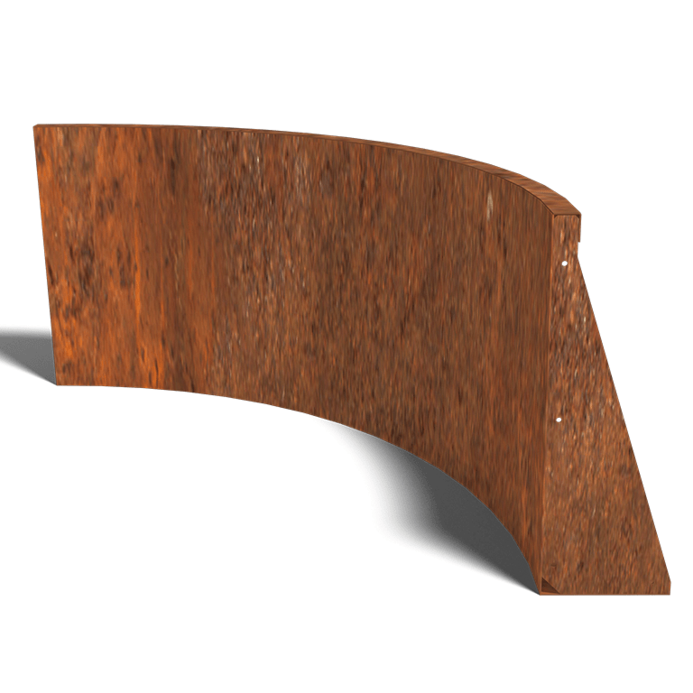 Cortenstaal keerwand binnenbocht 100 x 100 cm (60 cm hoog)