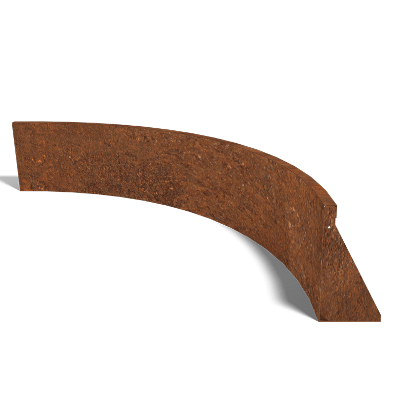 Cortenstaal keerwand binnenbocht 150 x 150 cm (40 cm hoog)