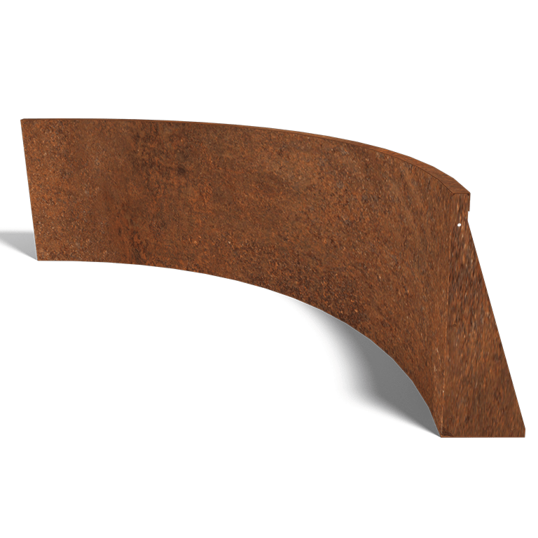 Cortenstaal keerwand binnenbocht 150 x 150 cm (60 cm hoog)
