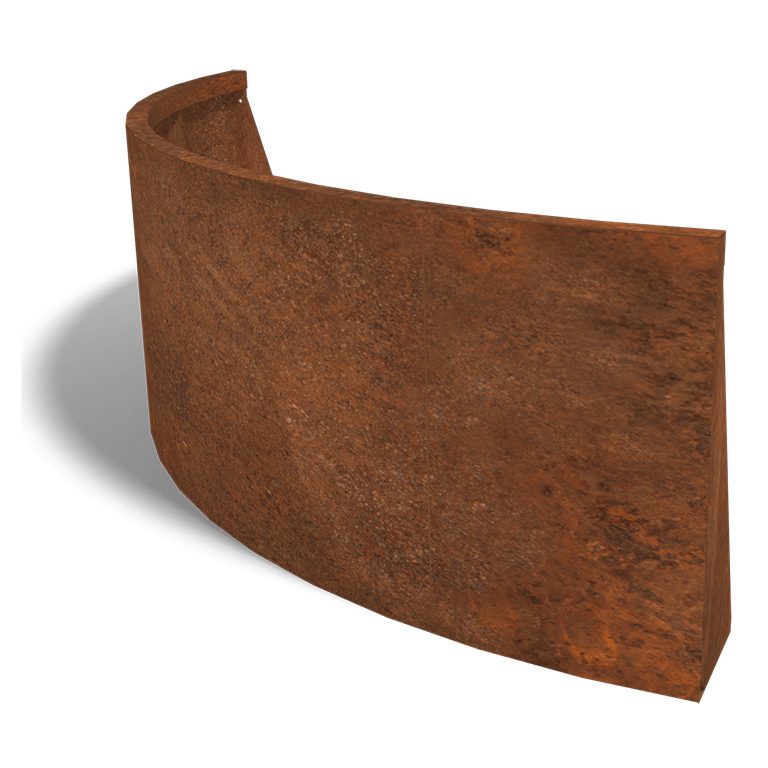 Cortenstaal keerwand buitenbocht 150 x 150 cm (60 cm hoog)