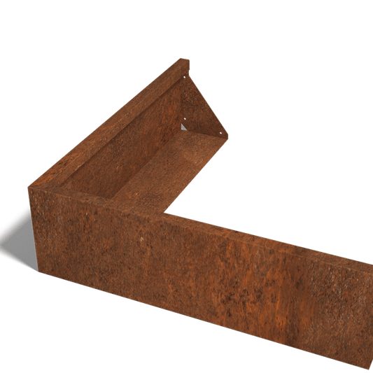 Cortenstaal keerwand buitenhoek 100 x 100 cm (30 cm hoog)