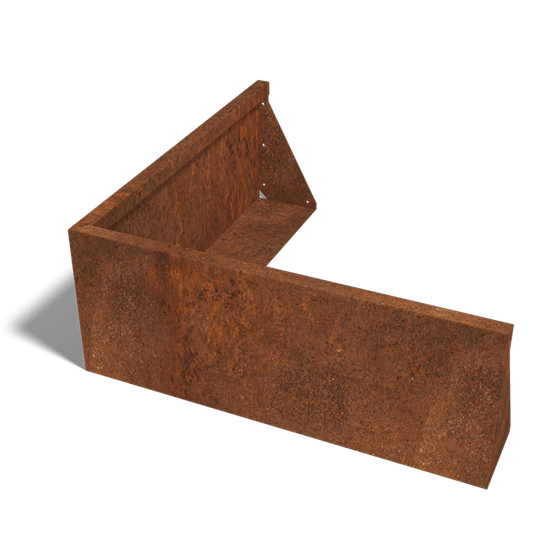 Cortenstaal keerwand buitenhoek 100 x 100 cm (40 cm hoog)