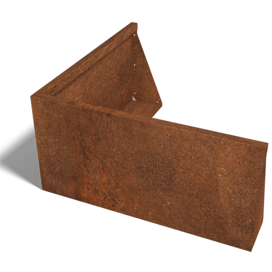 Cortenstaal keerwand buitenhoek 100 x 100 cm (50 cm hoog)