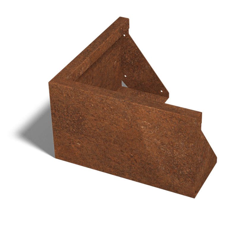 Cortenstaal keerwand buitenhoek 50 x 50 cm (30 cm hoog)