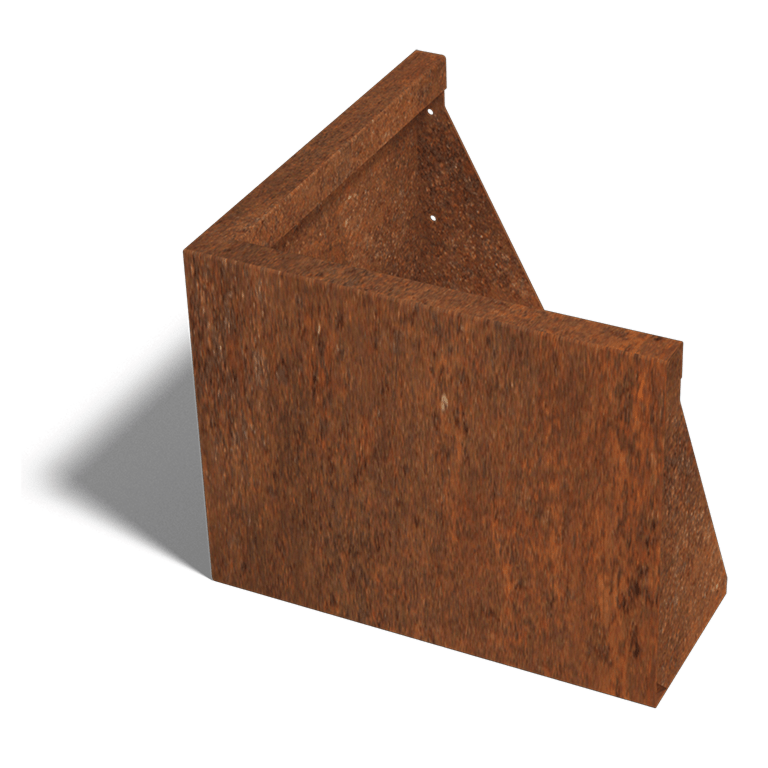 Cortenstaal keerwand buitenhoek 50 x 50 cm (40 cm hoog)