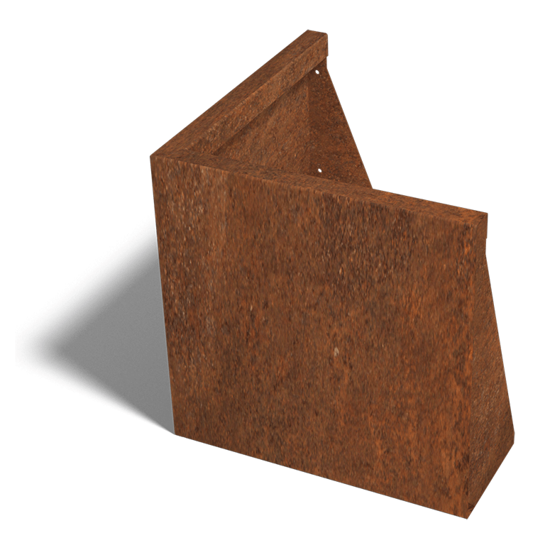 Cortenstaal keerwand buitenhoek 50 x 50 cm (50 cm hoog)