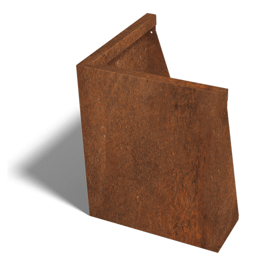 Cortenstaal keerwand buitenhoek 50 x 50 cm (60 cm hoog)