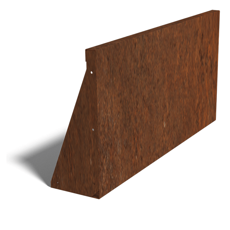 Cortenstaal keerwand recht 100 cm (50 cm hoog)