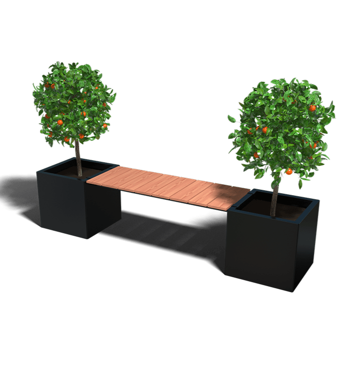 Jardinière en acier thermolaqué avec banc 221,2 cm