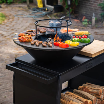 BBQ Plancha Grill Big Jack Black 3.0 - With poker and wood storage