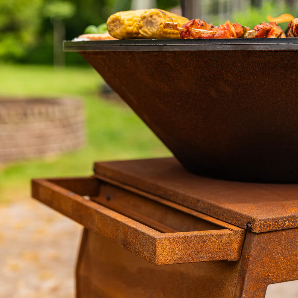 BBQ Plancha Grill Big Jack Cortenstaal 3.0 - Met pook en houtopslag