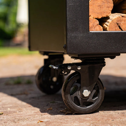 BBQ Plancha Grill Hermano XXL Blackline - Met pook en houtopslag Ø80cm 8mm