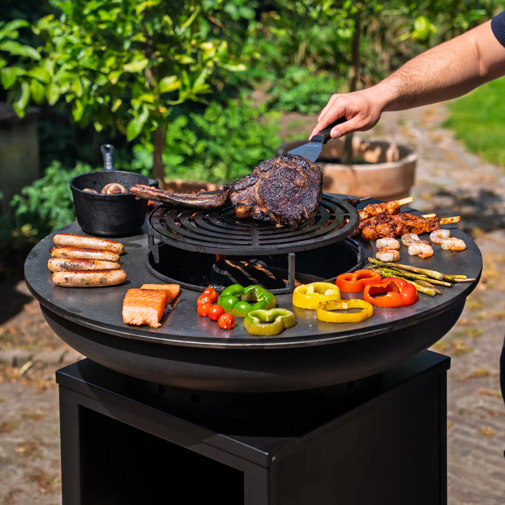 BBQ Plancha Grill Hermano XXL Blackline - Met pook en houtopslag Ø80cm 8mm