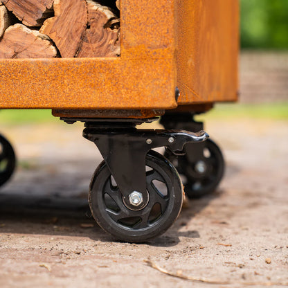 BBQ Plancha Grill Hermano XXL Cortenstaal - Met pook en houtopslag Ø80cm 8mm