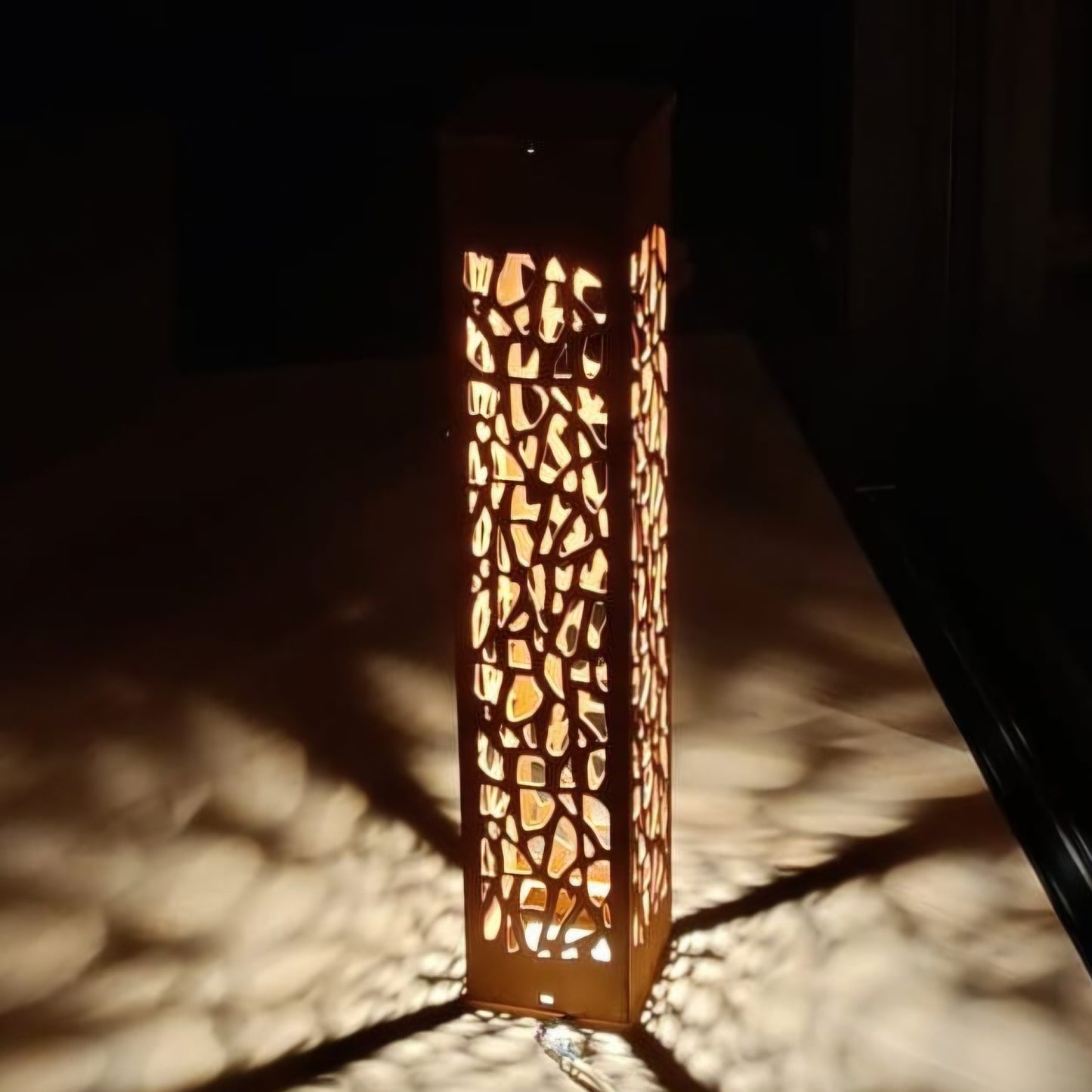 Garden lamp H80 cm with pattern in corten steel