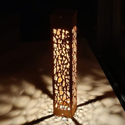 Garden lamp H80 cm with pattern in corten steel
