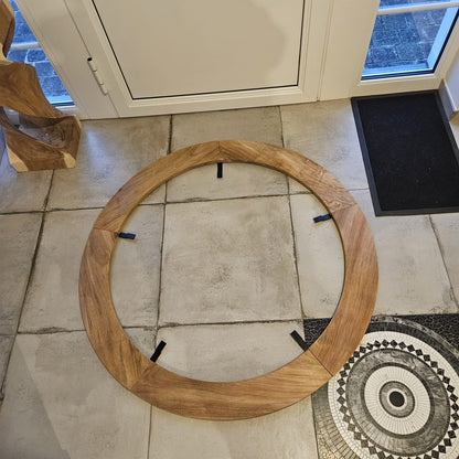 Fire guard/ mesa ring uit teakhout voor plancha's 100 cm
