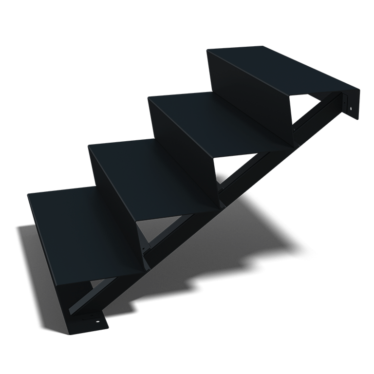 Zwart stalen trap 4-treden 100 cm